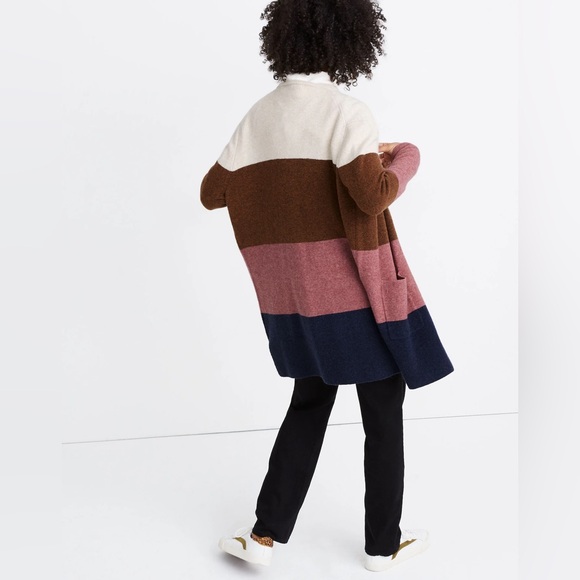 Madewell Wool And Alpaca Blend Color block Duster Cardigan - Picture 2 of 11